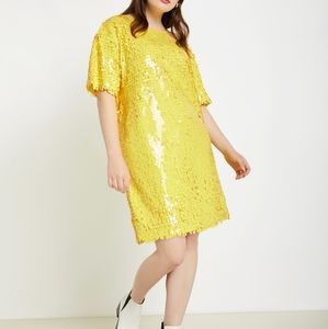 Eloquii Yellow Sequin Easy Dress